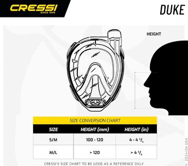 Маска для снорклінгу CRESSI Duke з трубкою, повнолицева, сухий клапан, унісекс, великий огляд