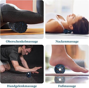 Набір масажних роликів для м'язів та фасцій (Foam Roller Set): великий ролик, міні-ролик та дуо-бол для йоги та відновлення, синій