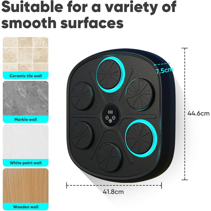 Музичний бокс-машина AHWOiHS з LED, Bluetooth, 9 швидкостей та режимів, з боксерськими рукавичками для дорослих і дітей