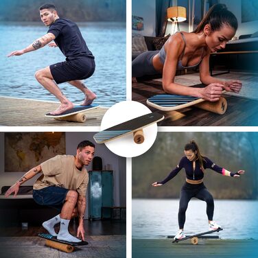 Баланс борд дерев'яний з пробковою роліком | Баланс борд для дорослих та дітей | Тренажер рівноваги | Пілатес борд | Аксесуар для фізіотерапії | Обладнання для балансу