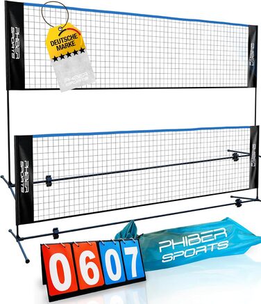 Сітка для бадмінтону PHIBER-SPORTS 420 см, 3 рівні висоти, універсальна для тенісу, волейболу, футболу, з табло та сумкою, для приміщення і вулиці