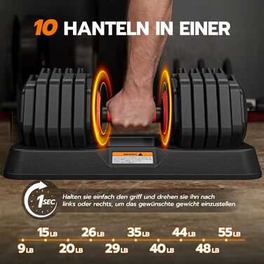 Набір гантелей Dripex: 11 кг, 24.5 кг, 41 кг. Короткі гантелі з антиковзним покриттям, регульовані диски та підставка. Для фітнесу, окремо або пара (червоний 25 кг x1 (10 рівнів регулювання))