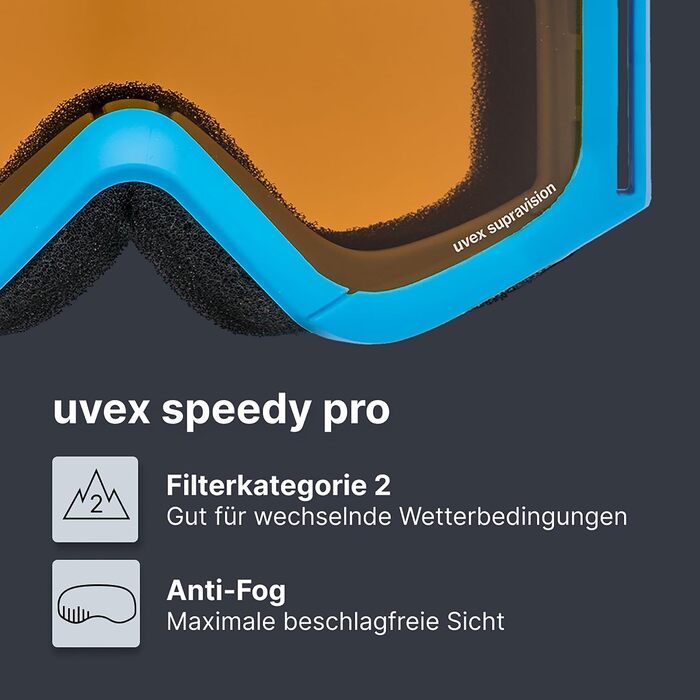 Дитячі захисні окуляри uvex speedy pro з антифогом та 100% UV-захистом (UVA, UVB, UVC), blue/lasergold Gen. 1