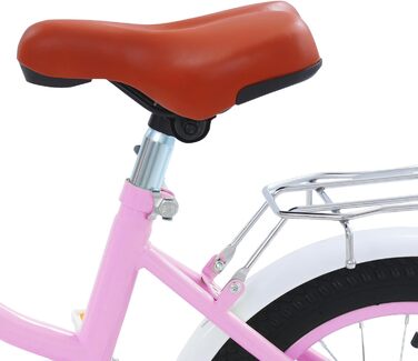 Дитячий велосипед 14 дюймів Retro стиль з додатковими колесами, заднім сидінням, кошиком, регульованою висотою. Підходить для дітей 3-7 років, рожевий.