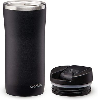 Термокружка Aladdin Barista Mocca Thermavac 0.35 л, нержавіюча сталь, чорна, ізоляційна, герметична, для кави, BPA-free, для подорожей, збереження тепла 3 години, можна мити в посудомийній машині