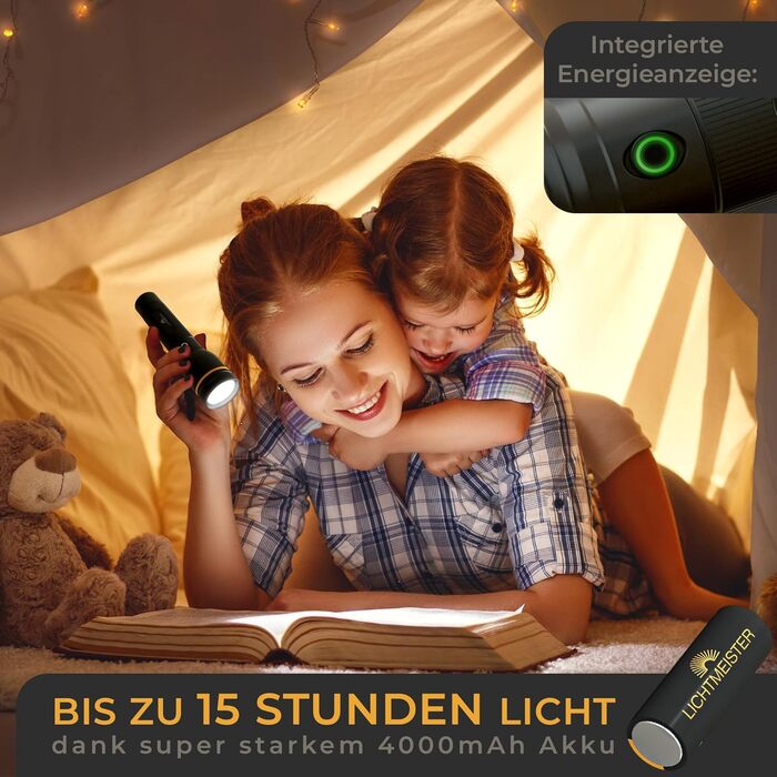 Ліхтар LED LICHTMEISTER® 1000 Люмен, акумулятор 4000 mAh, перезарядний, надяскравий