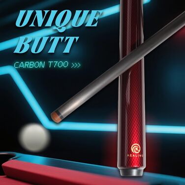 OKHEALING Більярдний кий: карбонове обхватною, 19 oz, 58 дюймів (147 см), 12.4 мм, Unilock, для гри в пул