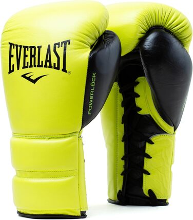 Боксерські рукавички Everlast Powerlock 2 Pro: для спарингу, тренувань з мішком та захисту зап'ястя. Оригінальні рукавички Everlast Gear, 12oz, NEON YELLOW