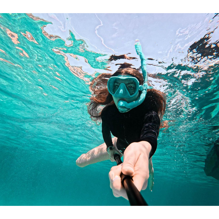 KAIMANA AquaVision Prolite набір для снорклінгу для дорослих з чохлом, зручна силіконова маска для плавання, альтернатива сноркл-масці, тканинний/силіконовий ремінець, бірюзова