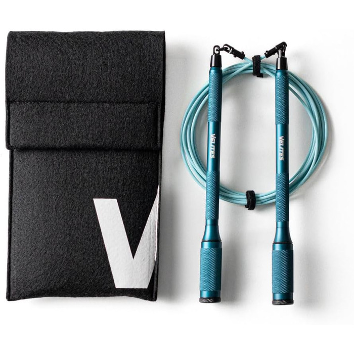 Скакалка для стрибків Velites Cyclone, ультралегка, преміум-дизайн, система 360°, блакитна