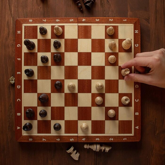 Велика магнітна дорожня шахова дошка з дерева Master of Chess 28 см, ручна робота, для дорослих і дітей