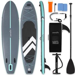 Надувний SUP дошка SereneLife 84x32 см до 160 кг для дорослих - комплект з веслом, насосом, рюкзаком