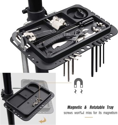 Підставка для збирання велосипеда CXWXC - професійна, з підсікачем для інструментів та магнітним відсіком, поворотна та складна, до 30 кг, чорна