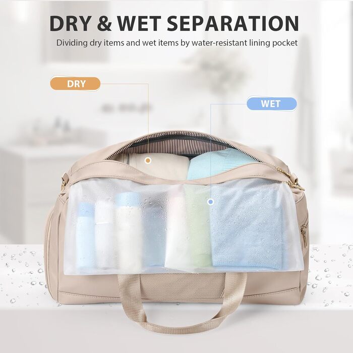 Спортивна сумка VNINE для жінок: легка, водонепроникна, для подорожей, фітнесу та тренувань (Beige)