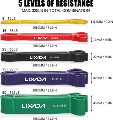 Набір фітнес-гумок Lixada з натурального латексу з дверним анкером, ручками з піни та сумкою для силових тренувань