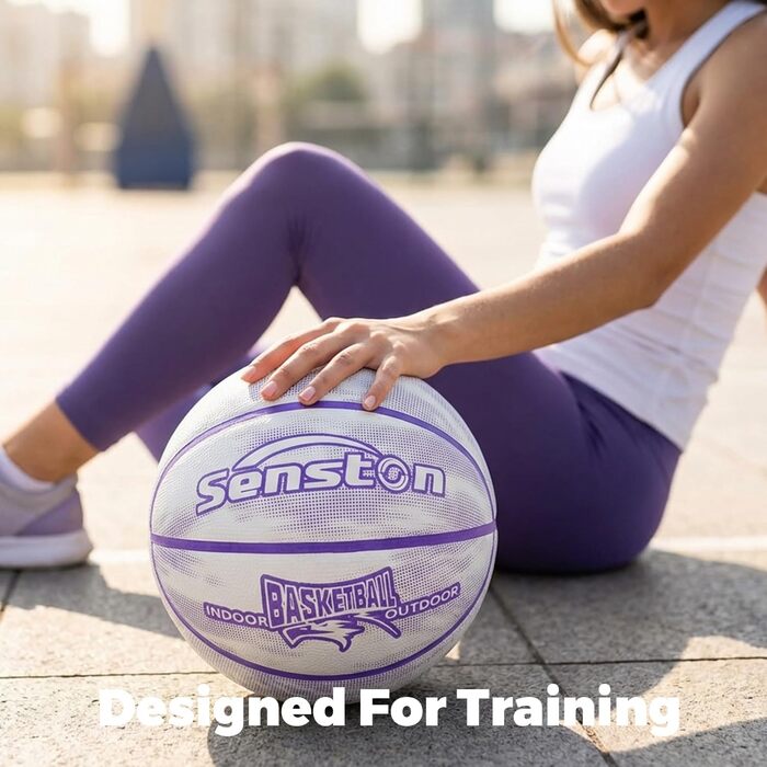 Баскетбольний м'яч Senston, розмір 7, фіолетовий. З набором для накачування. Антиковзаюча поверхня, відмінне зчеплення. Для гри на вулиці.