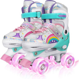 Дитячі ролики Kinder Quad Skates для дівчаток та хлопчиків, регульовані, райдужні з підсвічуванням, для дому та вулиці