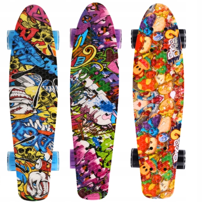 Скейтборд Aurora FB graffiti, 56x14,5 см, колеса 60 мм 82A, підшипники ABEC-7, до 100 кг