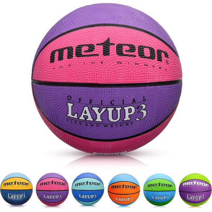 Дитячий баскетбольний м'яч meteor Layup Kinder Mini (розмір 3, рожевий) для дітей 4-8 років, м'який з антиковзаючим покриттям