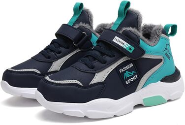 Дитячі плюшеві черевики Kinder: водонепроникні шкіряні кросівки для школи, спорту, занять у залі, відпочинку. Розміри 28-39 EU, блакитні
