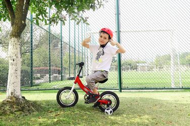 Дитячий велосипед YBIKE 2-в-1: біговел та велосипед, 12/14/16 дюймів, з гальмами та педалями, для дітей 1-7 років (червоний, 14 дюймів)