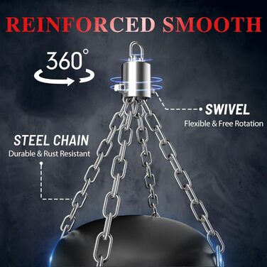 Боксерський мішок Vensmuste для дорослих, 4FT, комплект з рукавичками 340.2g, ланцюгами та напульсниками. Підходить для MMA, карате, кікбоксингу. Чорний