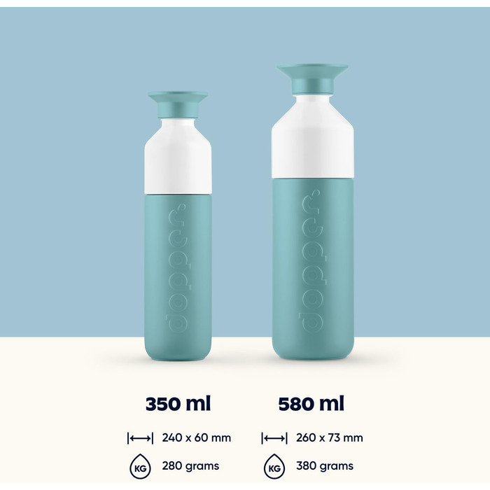 Термос Dopper Bottlenose Blue 350 мл, двостінний, із нержавіючої сталі, герметичний, зберігає холод до 24 годин і тепло до 9 годин, для води, чаю, кави