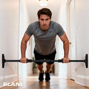 ELANI – Турнік для підтягувань на стіну, 115–140 см | Без свердління | З рівнем та надійним кріпленням | Для дому, підтягувань та тренувань | Синій