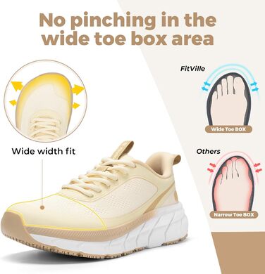 Жіночі кросівки для бігу FitVille з широкою стопою: дихаючі, легкі, зручні для ходьби (39 EU, кольору шампань)