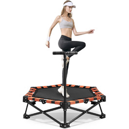 Складаний батут для дому, 130 кг, чорний | Фітнес-батут для дітей та дорослих з регульованою ручкою