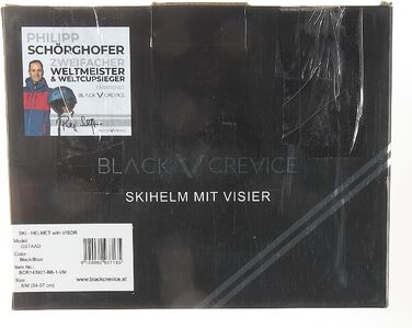 Лижний шолом Black Crevice Gstaad з візором, пілотний стиль, для чоловіків і жінок, полікарбонат, регульований розмір S/M, чорний/синій, дихаючий