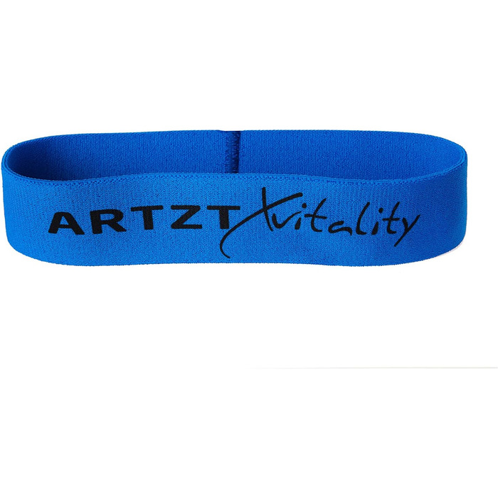Фітнес-стрічка ARTZT vitality Theraband Loop Textil, текстильна, середня жорсткість, 30 см, для тренування рук, ніг, сідниць і пресу, синя, вироблено в Німеччині
