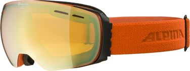 ALPINA GRANBY Q-LITE – Дзеркальна лижна маска для дорослих, підсилює контраст, 100% UV-захист, чорний-гарбуз, універсальний розмір