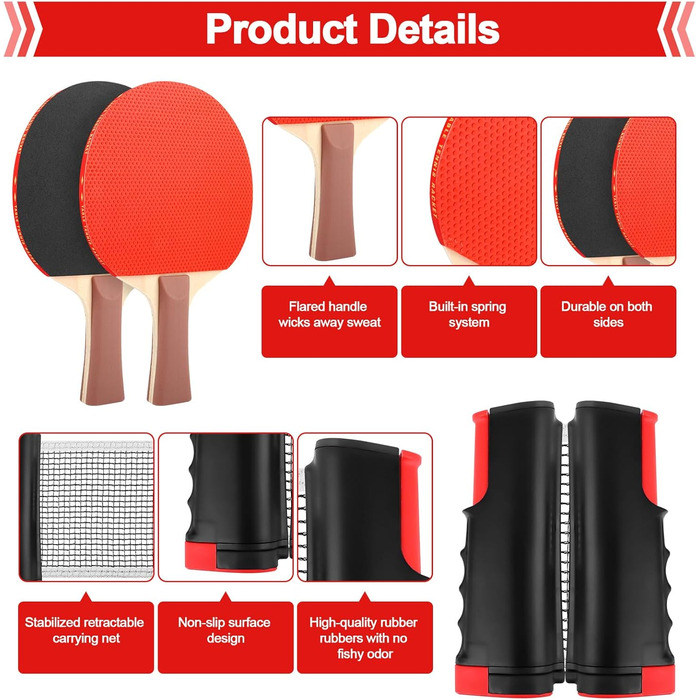 Набір для настільного тенісу: 2 ракетки, сітка, м'ячики, сумка