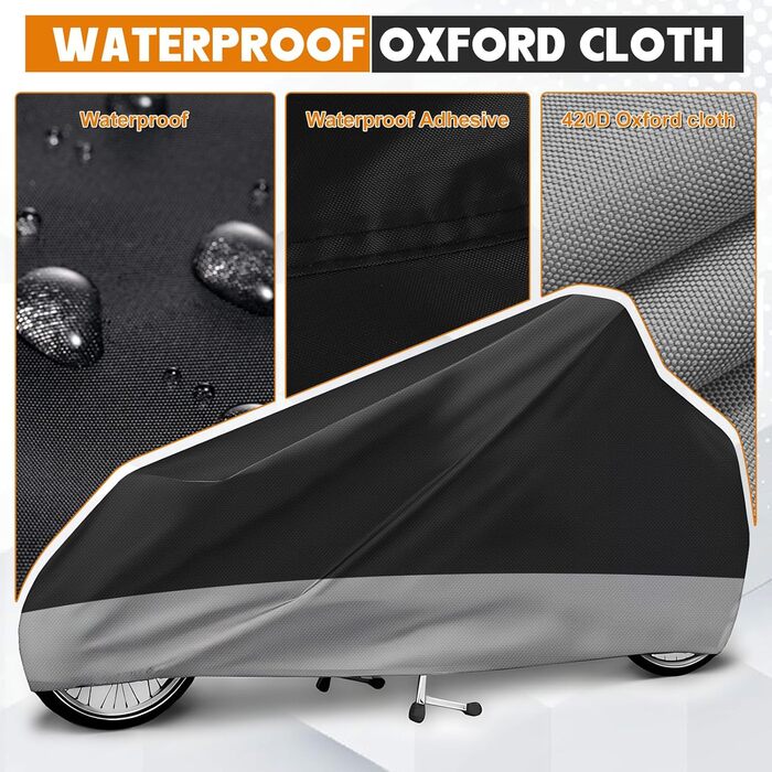 Водонепроникний чохол для вантажного велосипеда з оксфордської тканини 420D, гараж для велосипеда, захисна накидка для триколісного та одноколісного велосипеда