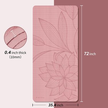 Килимок для йоги великого розміру 72'x36'x0.4' - комфортний, неслизький, для занять вдома, в залі або в студії. Колір: Рожевий