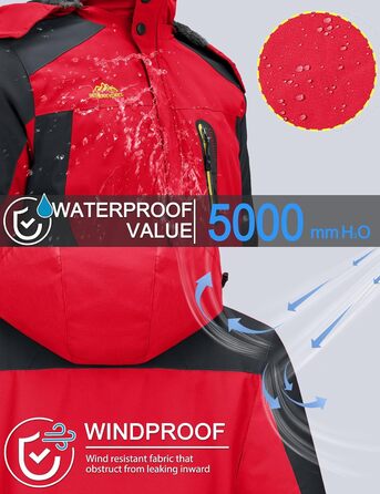 TACVASEN чоловіча тепла зимова куртка з капюшоном, водонепроникна, червона