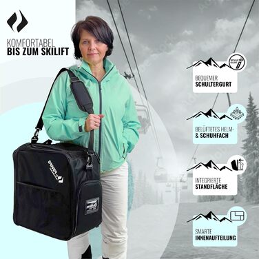 Чохол для лиж Driver13 з відділенням для шолома та регульованим плечовим ременем, 41 x 27 x 43 см, чорний