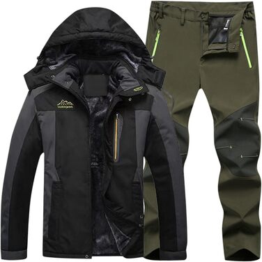 Сніговий костюм чоловічий 2-х частинний комплект з капюшоном: куртка та штани. Теплий термокостюм для катання на лижах, спортивний, вітронепроникний, зимовий. (ХAKI, 4XL)