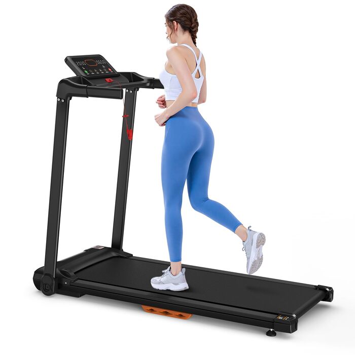 Бігова доріжка для дому Klappbares Laufband з нахилом 8%, швидкість до 14 км/год, потужність 3.0 л.с., LED-дисплей, Bluetooth, до 120 кг (Чорна, 124x64x107 см)