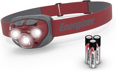 Ліхтар на лоб Energizer LED, супер яскравий для кемпінгу, відпочинку на природі та походів, з батарейкою, колір: іржаво-червоний