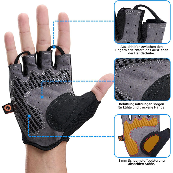 Велосипедні рукавички Souke без пальців, з підкладкою, для гірського велосипеда, антиковзаючі, дихаючі, з відбиваючими елементами, для чоловіків та жінок