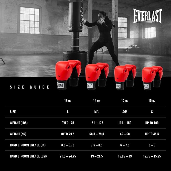 Боксерські рукавички Everlast Prostyle 2 для тренувань, 14 oz, червоні, одноколірні