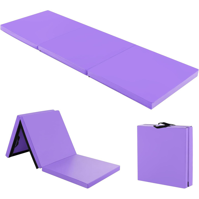 Складаний спортивний мат COSTWAY 180x60x5 см, водостійкий, нековзкий, для гімнастики, йоги та фітнесу, жовтий та рожевий