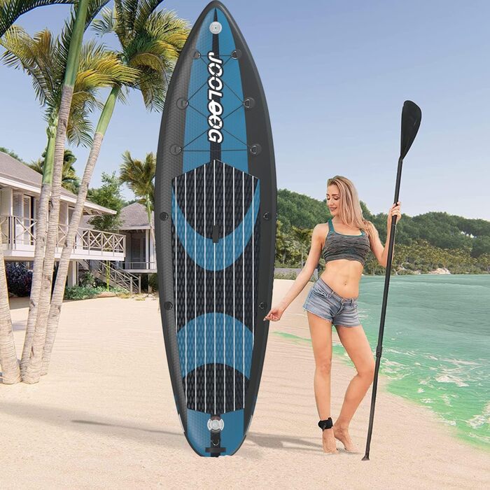 Надувний SUP-борд JOOLOOG Stand Up Paddle Board з сидінням для каяків, 320 x 81 x 15 см (Блакитний)