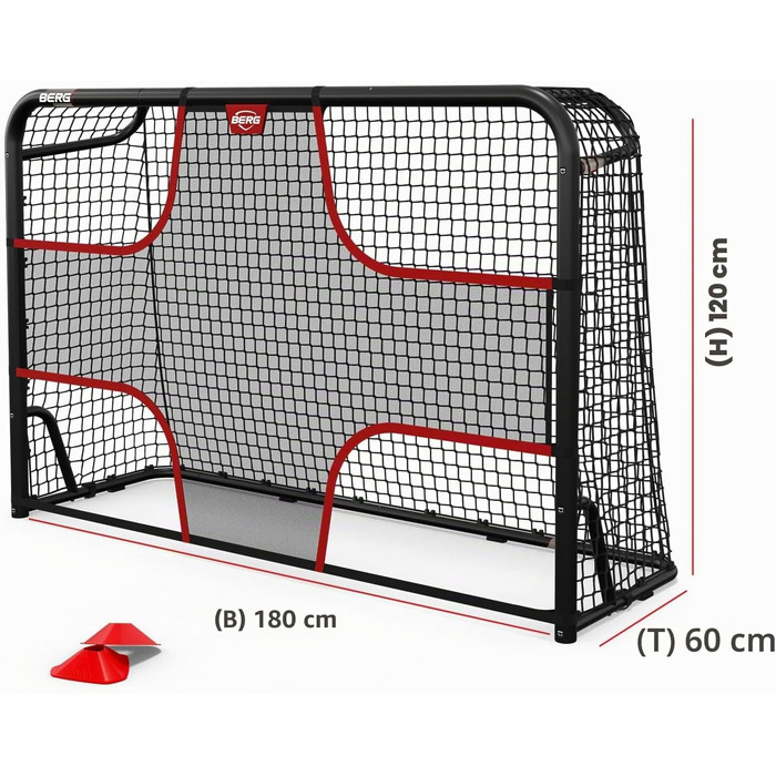 Футбольні ворота BERG SportsGoal для саду та тренувань, металеві стійкі ворота з прецизійною сіткою, всепогодні, для дітей та дорослих, розмір S (180x120 см)