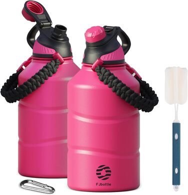 Термос Fjbottle 1900 мл з нержавіючої сталі, магнітна кришка, BPA Free, подвійна стінка, для газованої води, спортивна пляшка для води, університет, спортзал, кемпінг, аутдор, колір магента