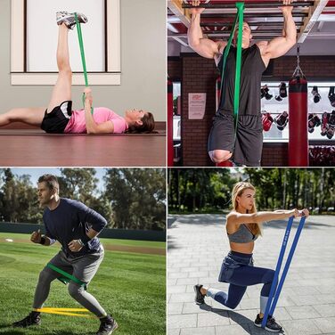 Фітнес-гумки Youery 4 шт., Набір еластичних стрічок для фітнесу, силових тренувань, йоги та пілатесу, з кріпленням для дверей та сумкою для перенесення