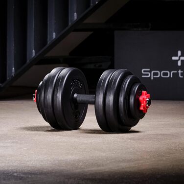 Гантеля SportPlus 15 кг зірковий замок, нековзка ручка, захисне покриття