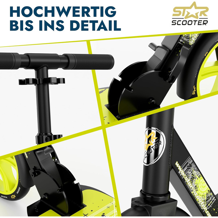 Самокат STAR SCOOTER алюмінієвий, для дітей і дорослих, великі колеса 205 мм, для хлопчиків і дівчат від 6 років, міський, XXL дека